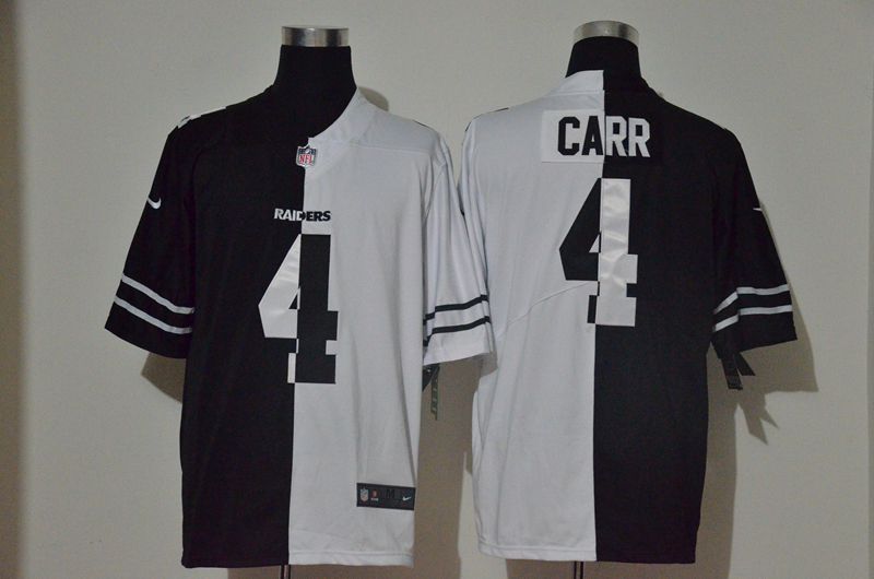 Men Oakland Raiders #4 Carr Black white Half version 2020 Nike NFL Jerseys->san francisco 49ers->NFL Jersey